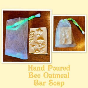 Hand Poured Bee Oatmeal Vanilla Bar Soap, Oatmeal Bar Soap
